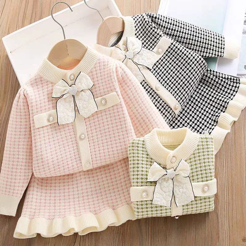 طقم من قطعتين كارو أنيق خريفي للبنات