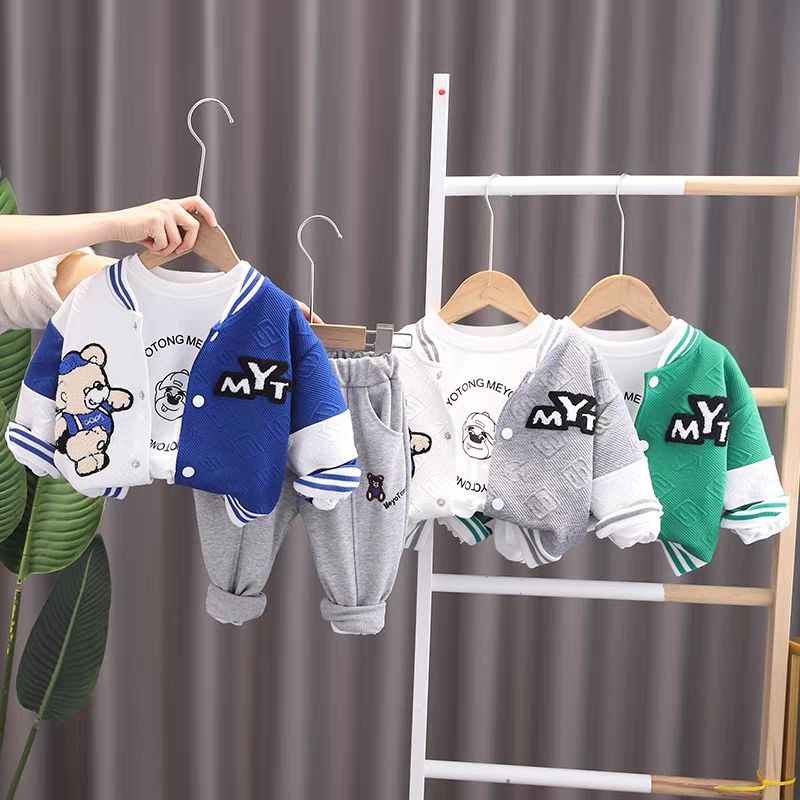 طقم 3 قطع دافئ (جاكيت، تيشيرت، وبنطال)