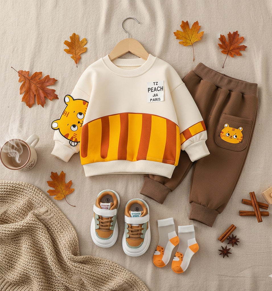 طقم كامل من قطعتين و حذاء رياضي الى جانب جوارب