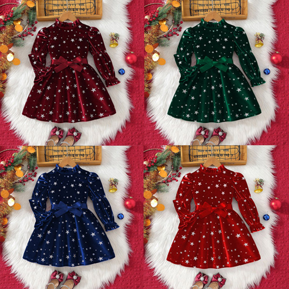 فساتين فاخرة بنقشة النجوم والألوان الكلاسيكية