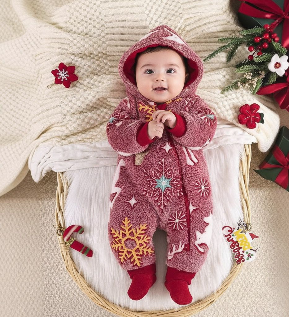 طقم أفرول قطعة واحدة شتوي ناعم ومبطن