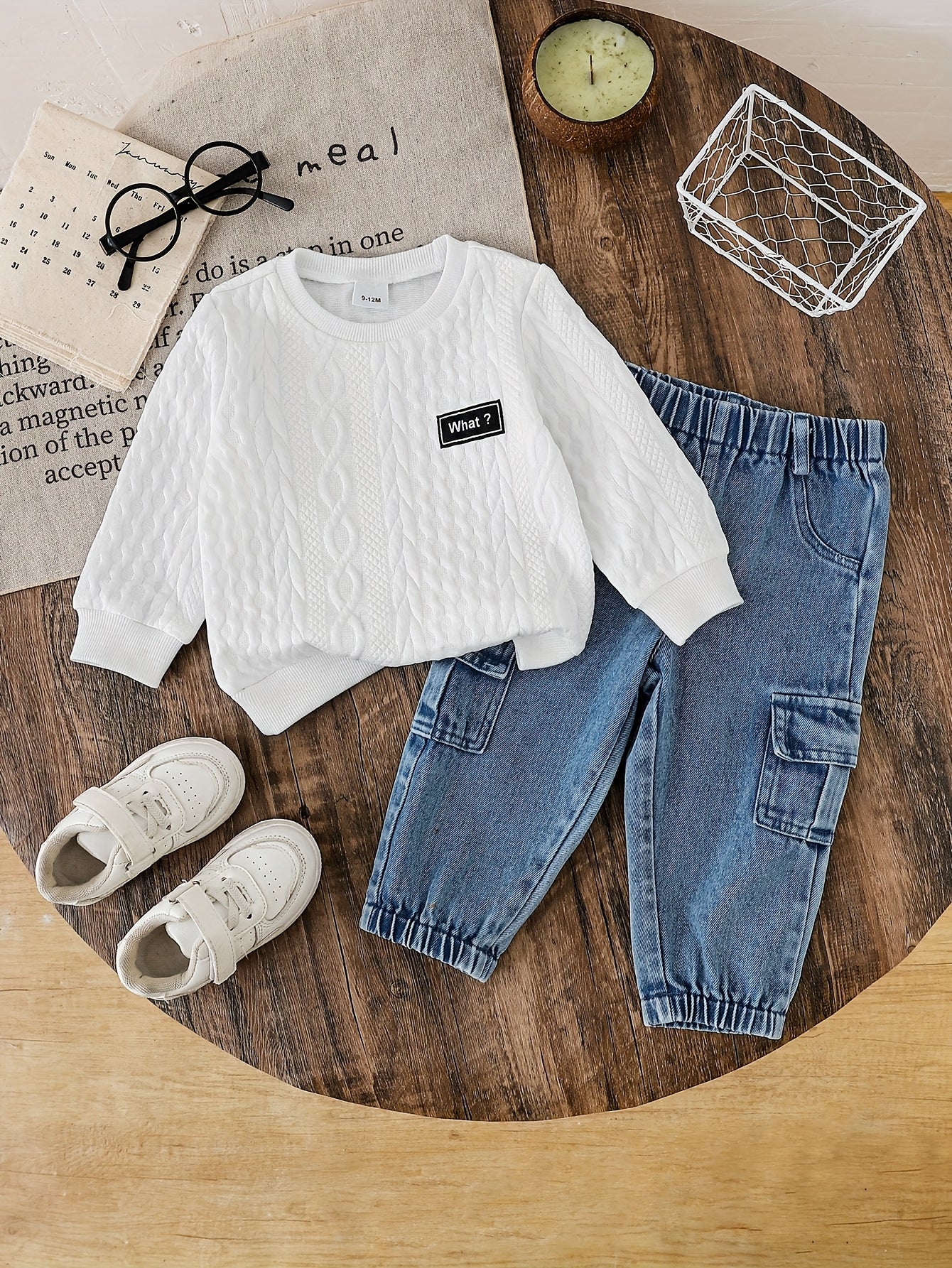 طقم شتوي أنيق بأكمام طويلة وجينز