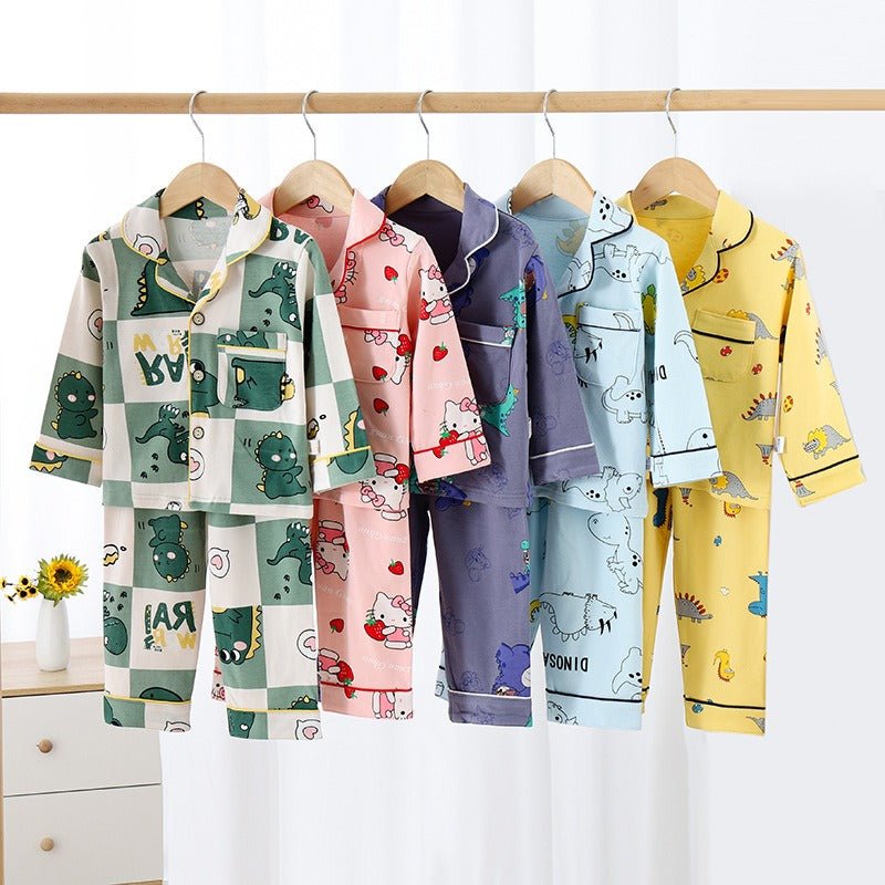 بيجاما أطفال بطبعات كرتونية قطنية خفيفة