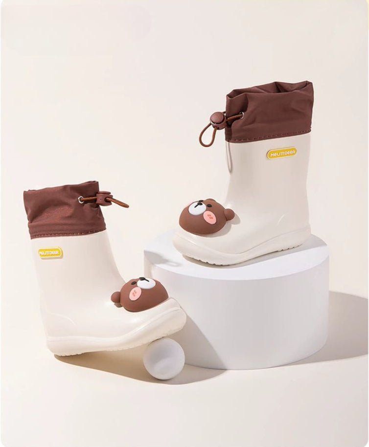 حذاء مطر للأطفال تصميم دب كرتوني مقاوم للماء