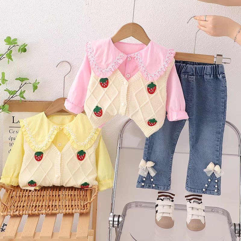 طقم بناتي من قطعتين بتصميم خريفي