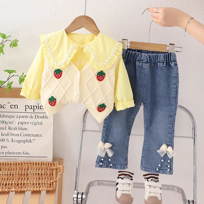 طقم بناتي من قطعتين بتصميم خريفي