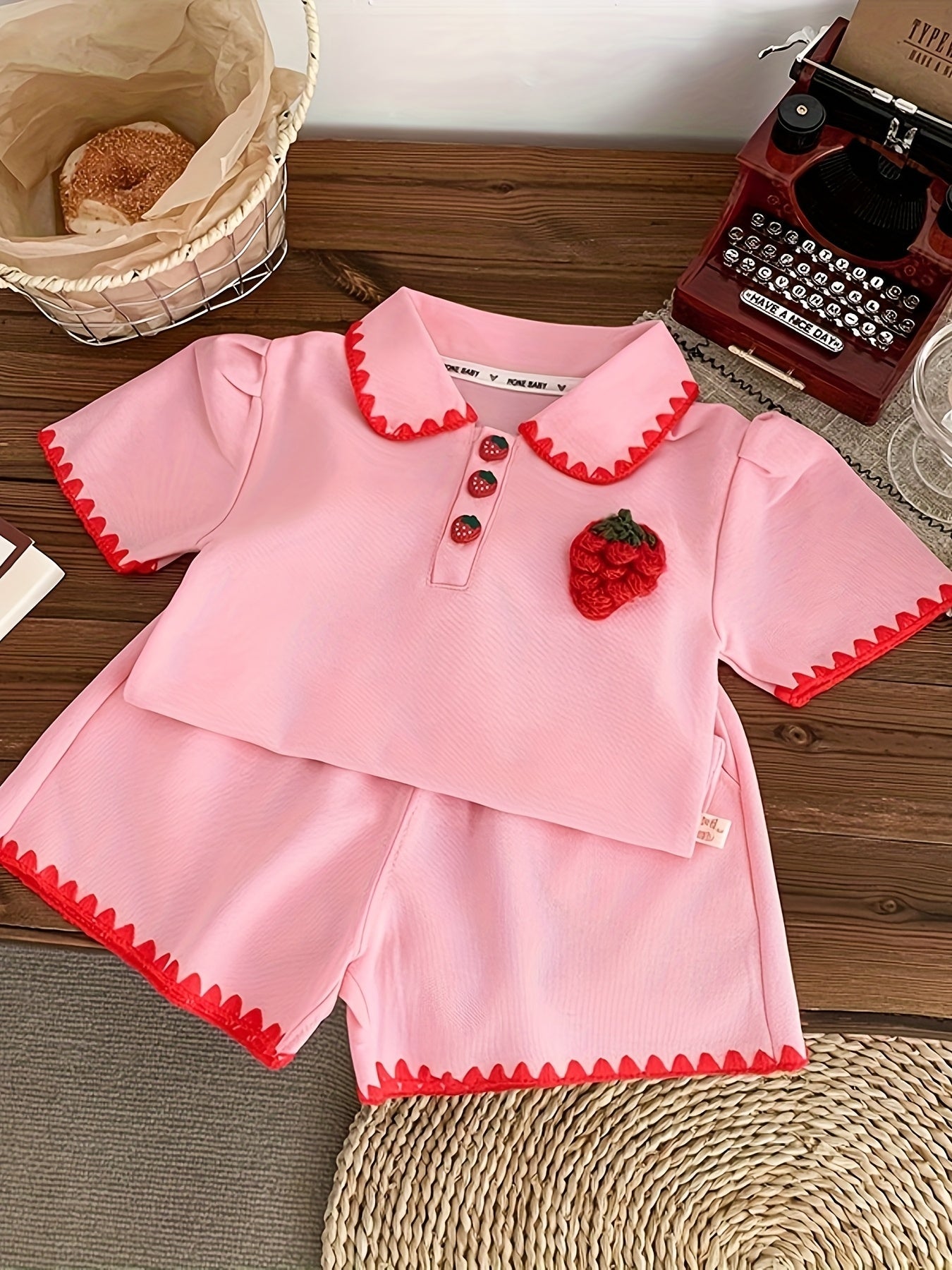 طقم صيفي من قطعتين بلوزة و تنورة قصيرة للبنات