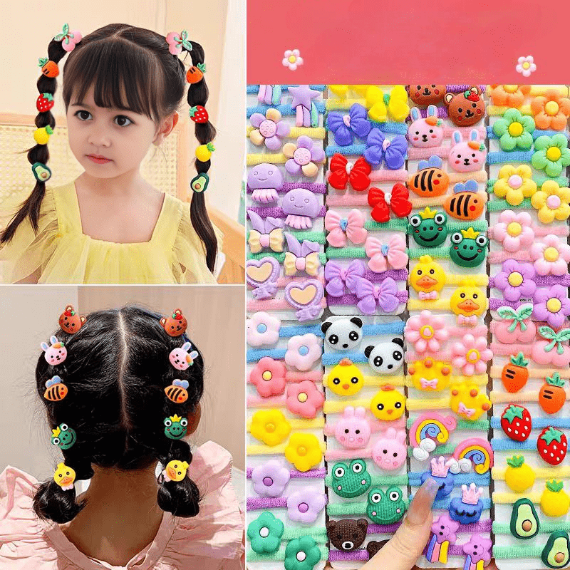 مجموعة ربطات الشعر الكرتونية - لمسة مرحة وأناقة ناعمة