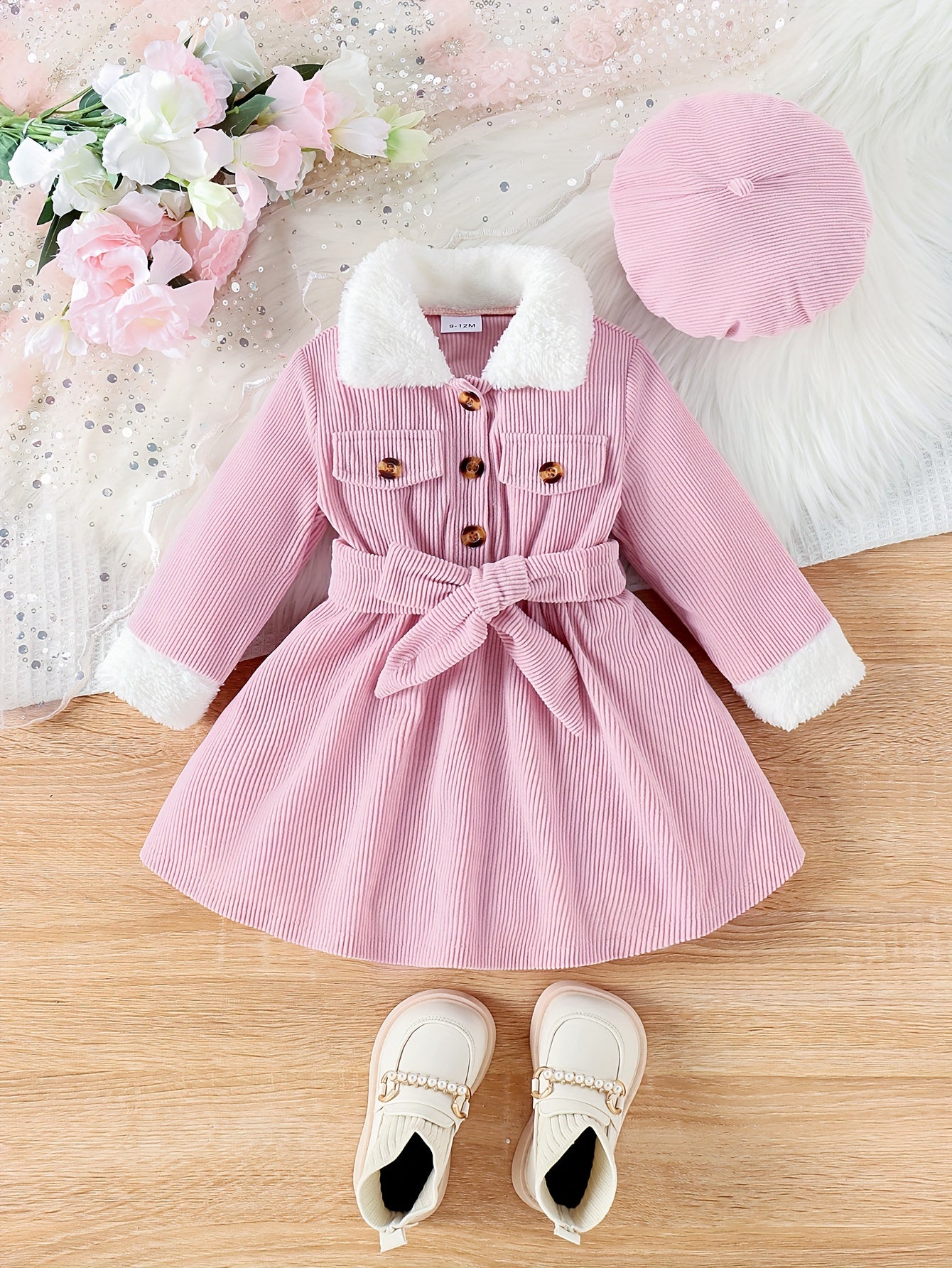 معطف شتوي بـ "ياقة فرو" ناعمة وحزام أنيق مع قبعة