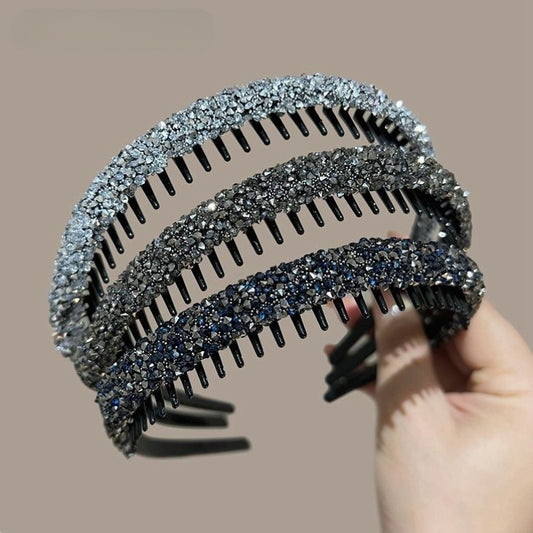 أطواق شعر مزينة بالكريستال ومشط داخلي  تصميم عصري  للبنات