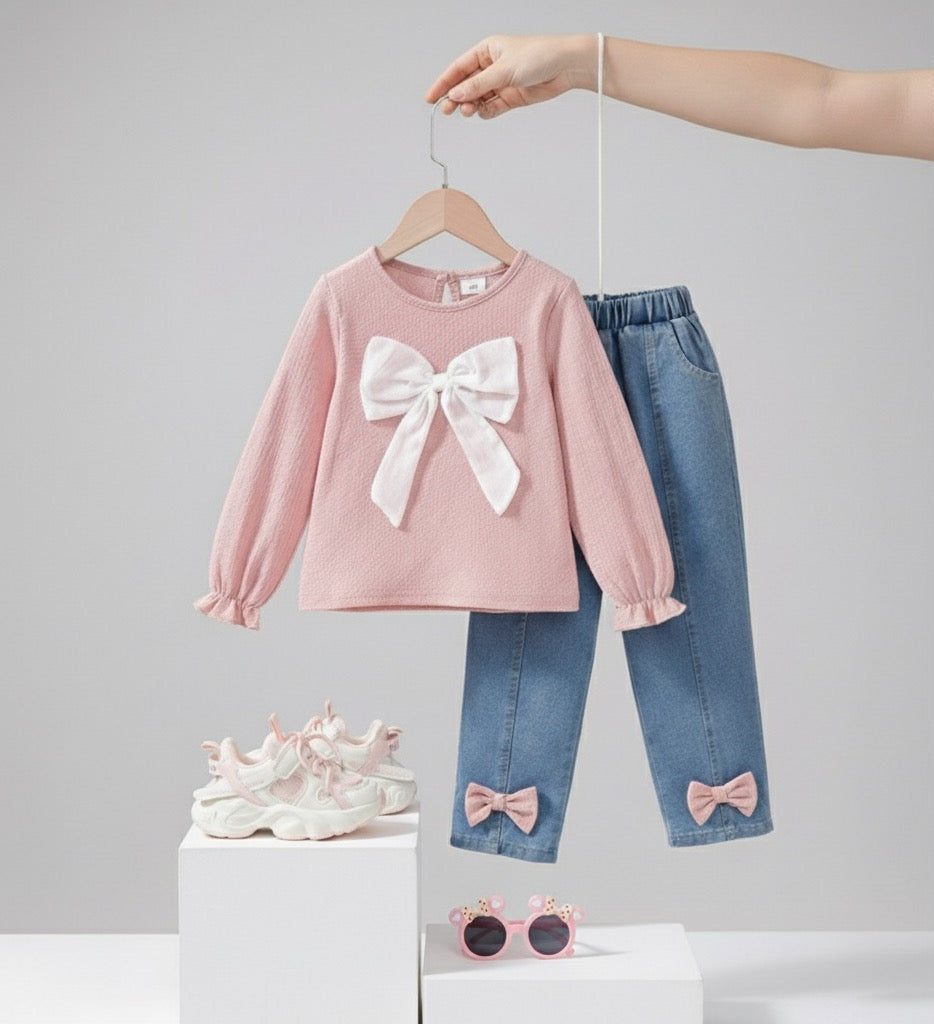 طقم من قطعتين وحذاء رياضي وردي الى جانب نظارات ميكي ماوس