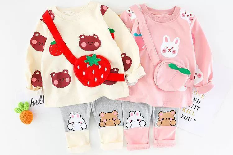 أطقم الأطفال الأكثر جاذبية! رسومات الدب والأرنب وحقائب الفاكهة (3D)