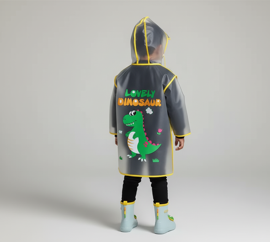 طقم الشتاء بطبعة الديناصور وحذاء شتوي مطاطى مقاوم للماء