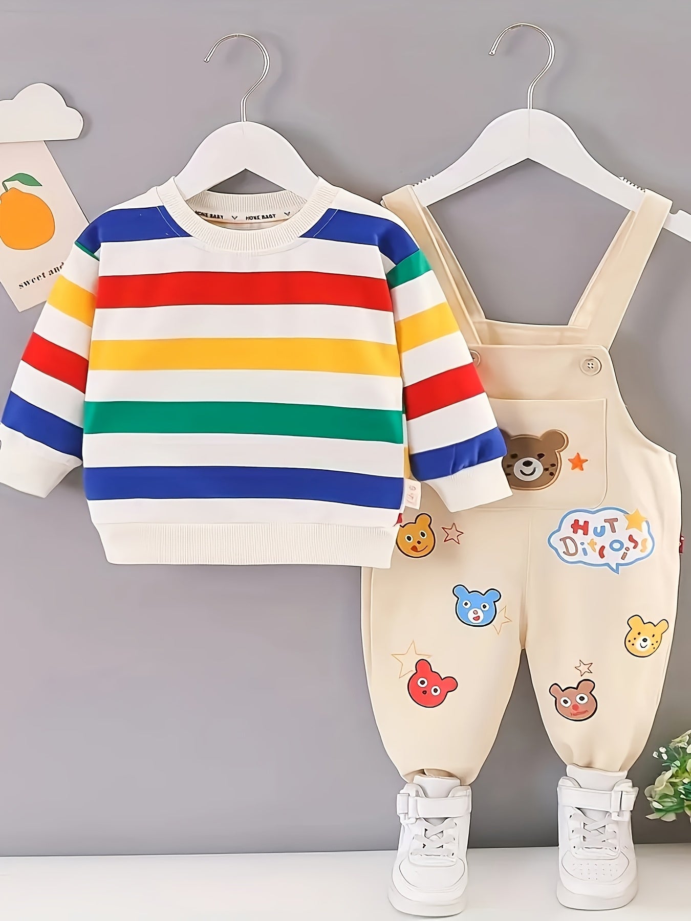 طقم أطفال شتوي انيق برسومات دببة لطيفة