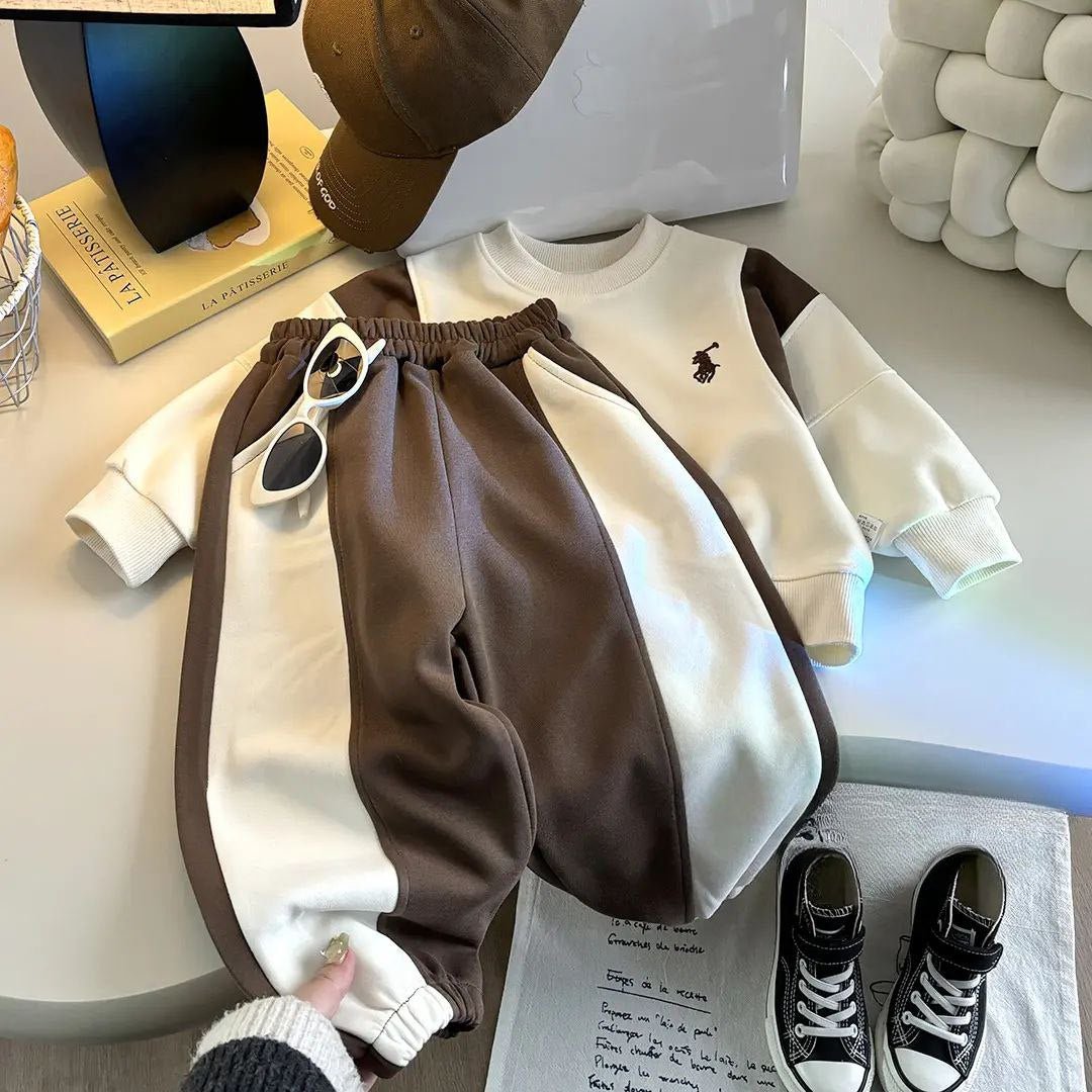أونصومبل أطفال قطعتين بتصميم بولو رياضي بلونين شتوي - DeerChic