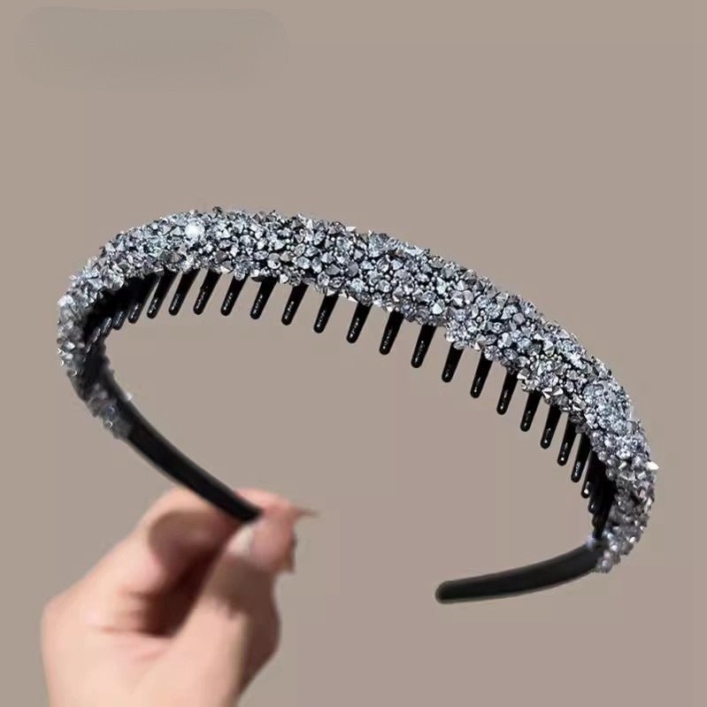 أطواق شعر مزينة بالكريستال ومشط داخلي تصميم عصري للبنات - DeerChic