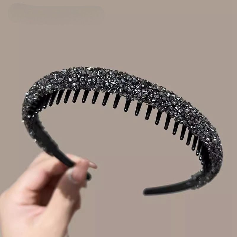 أطواق شعر مزينة بالكريستال ومشط داخلي تصميم عصري للبنات - DeerChic
