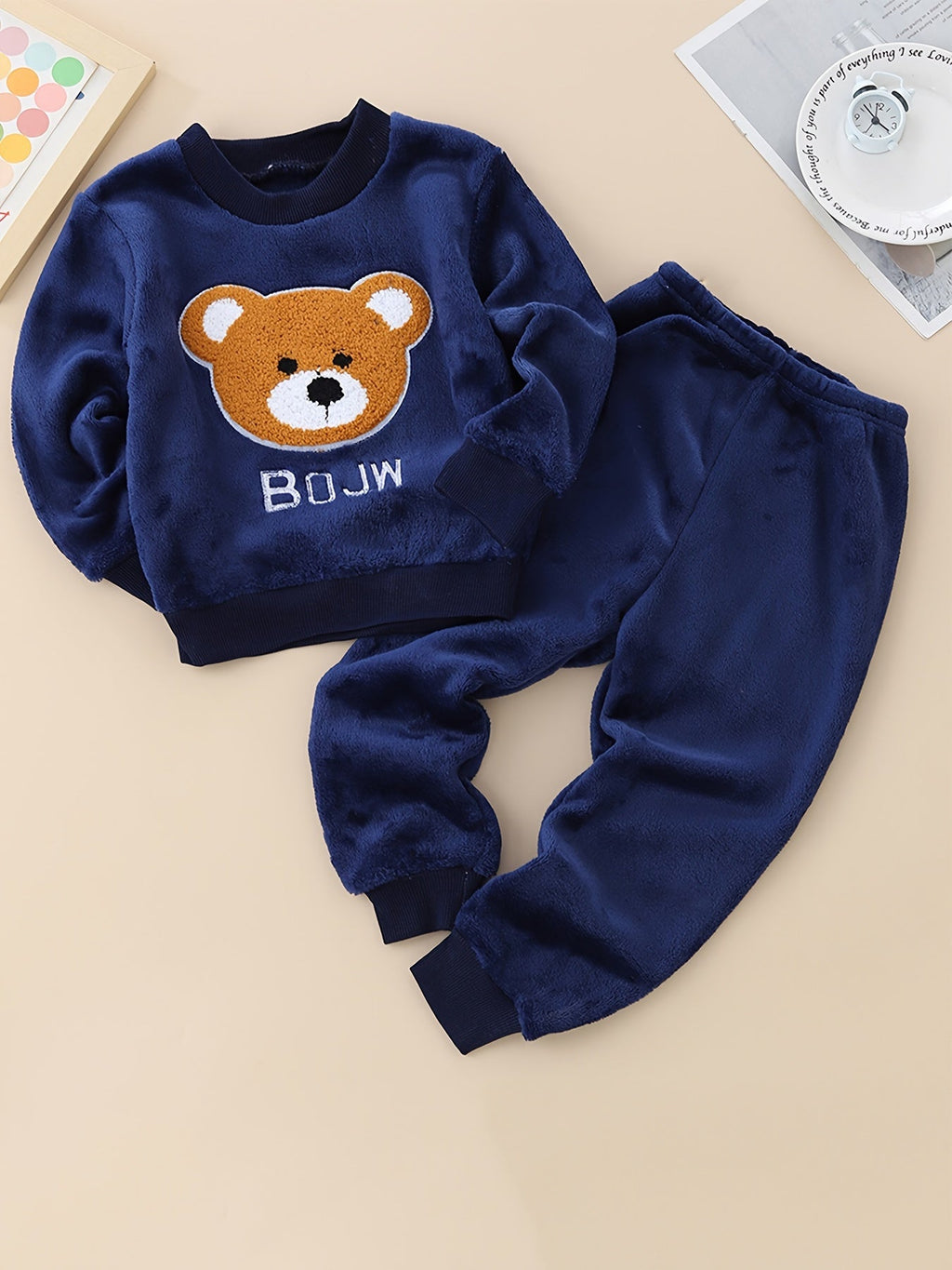 بيجاما قطعتين بتطريز كرتونى شتوي دافئ - DeerChic