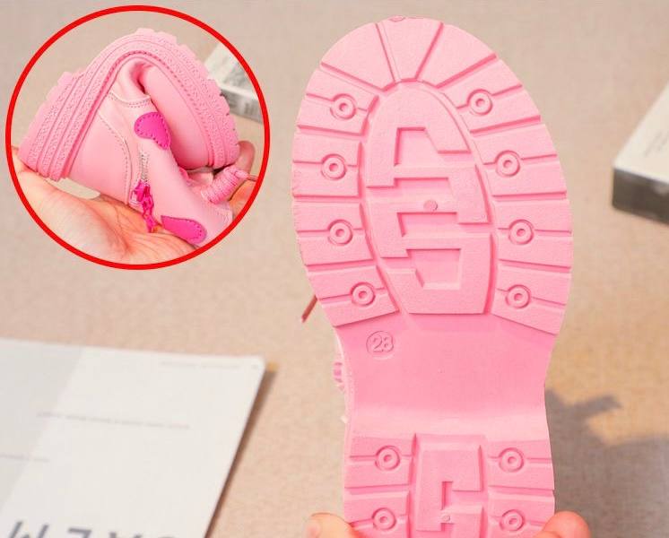 حذاء بوت بناتي شتوي بتصميم قلوب - DeerChic