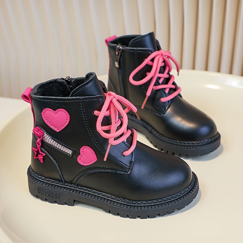 حذاء بوت بناتي شتوي بتصميم قلوب - DeerChic