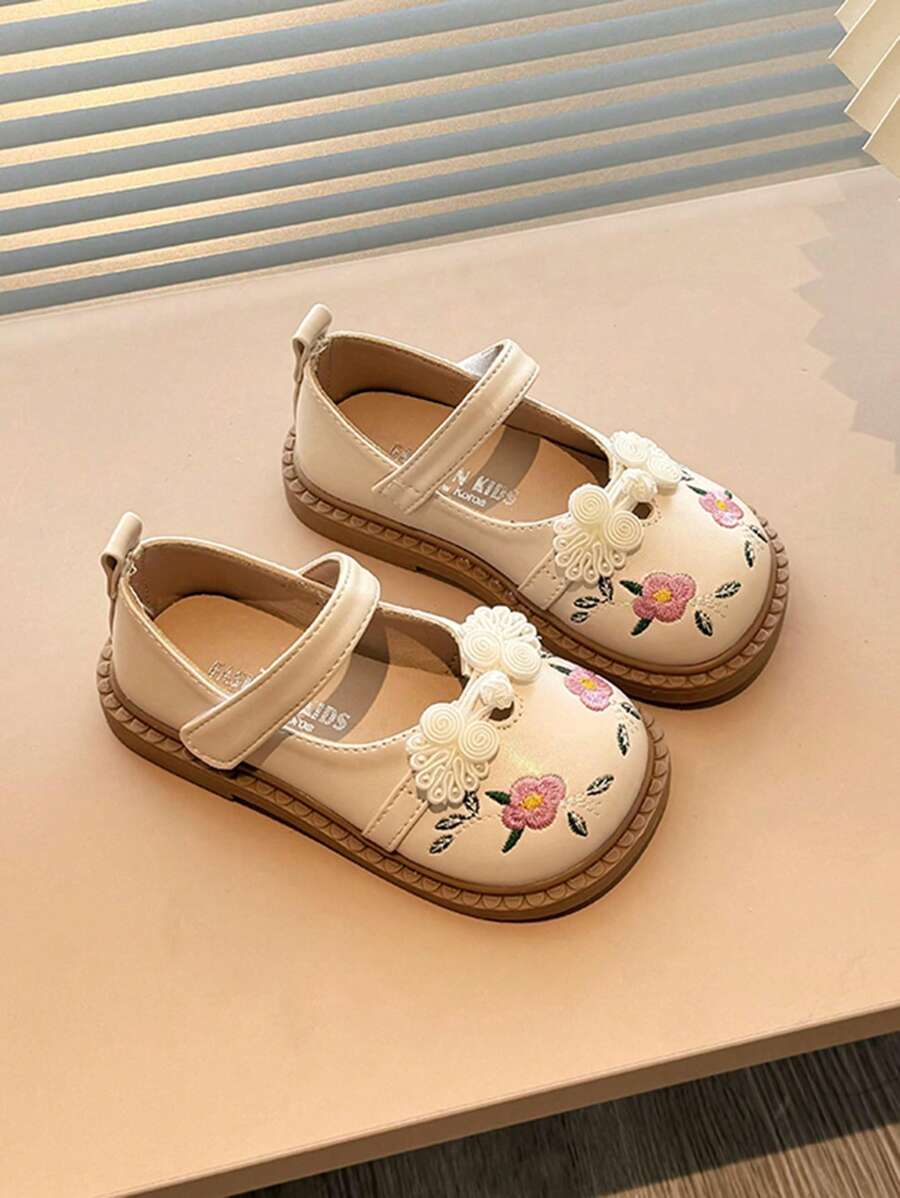حذاء بتطريز ورود بتصميم كلاسيكي صيفي للبنات - DeerChic