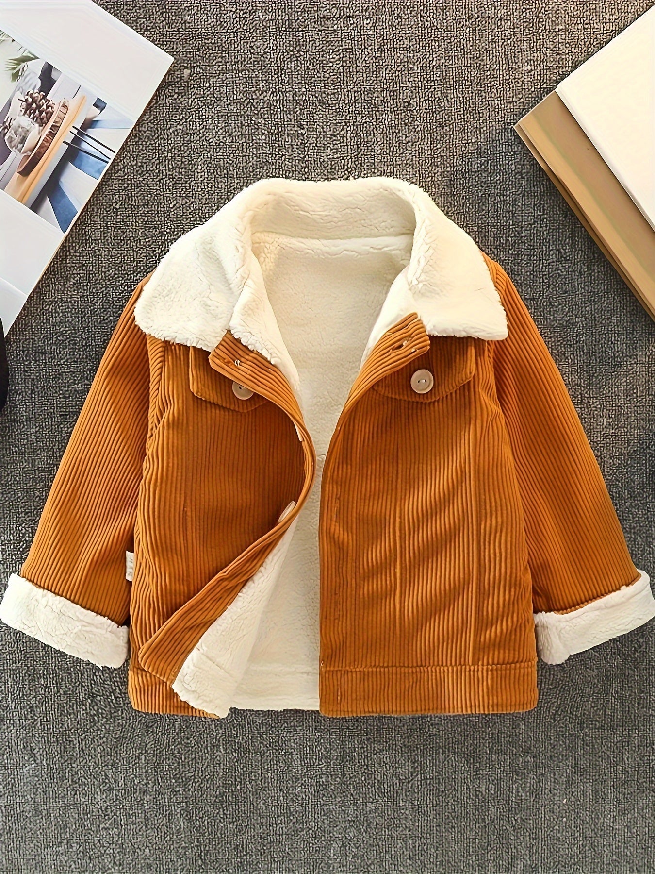 جاكيت شتوي أنيق للأطفال دافئ ومبطن بتصميم عصري