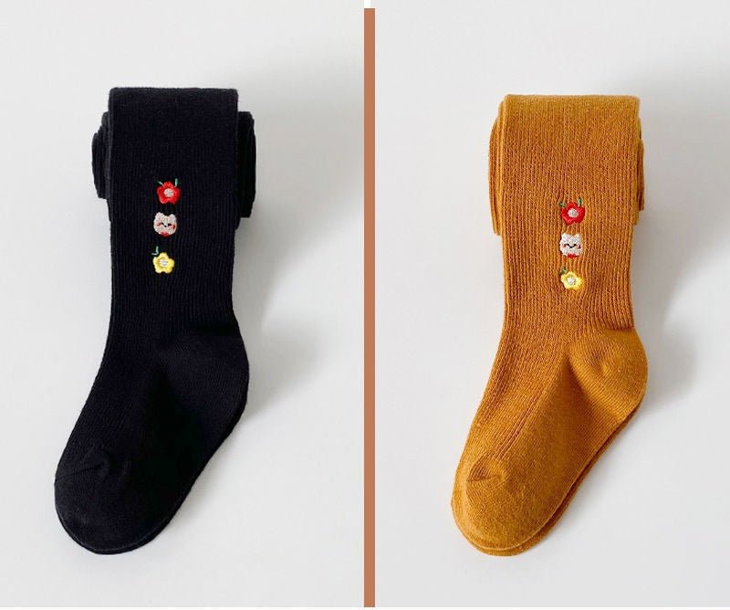 جوارب بناتي قطنية مزينة بزهور