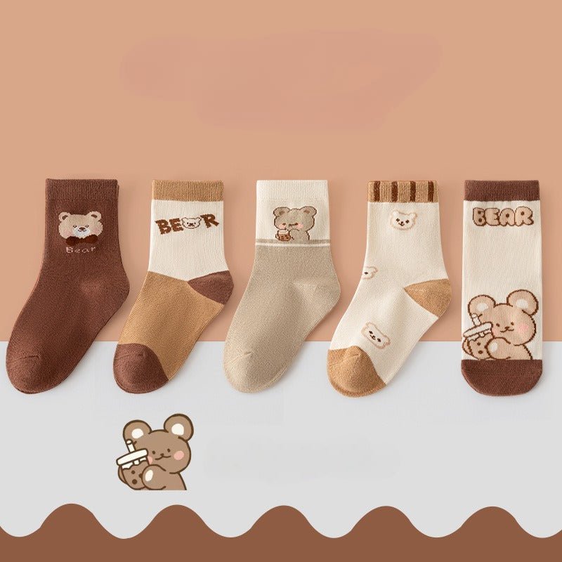 جوارب قطنية للبنات بنقشة دب - DeerChic