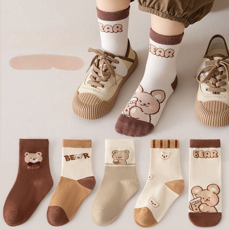 جوارب قطنية للبنات بنقشة دب - DeerChic
