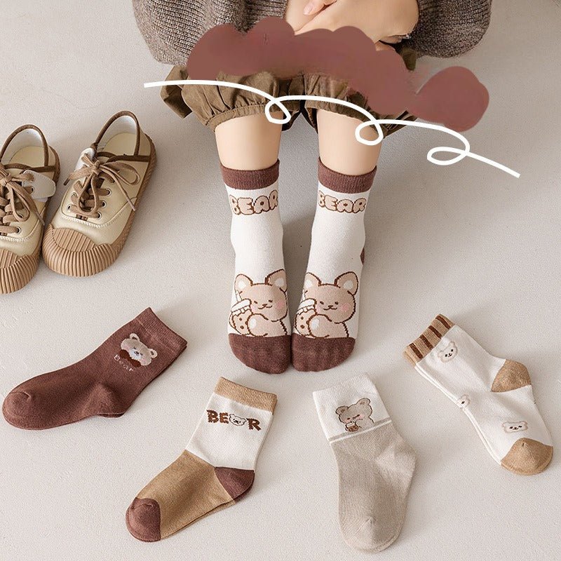 جوارب قطنية للبنات بنقشة دب