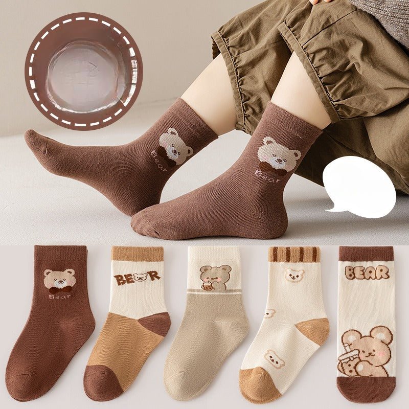 جوارب قطنية للبنات بنقشة دب