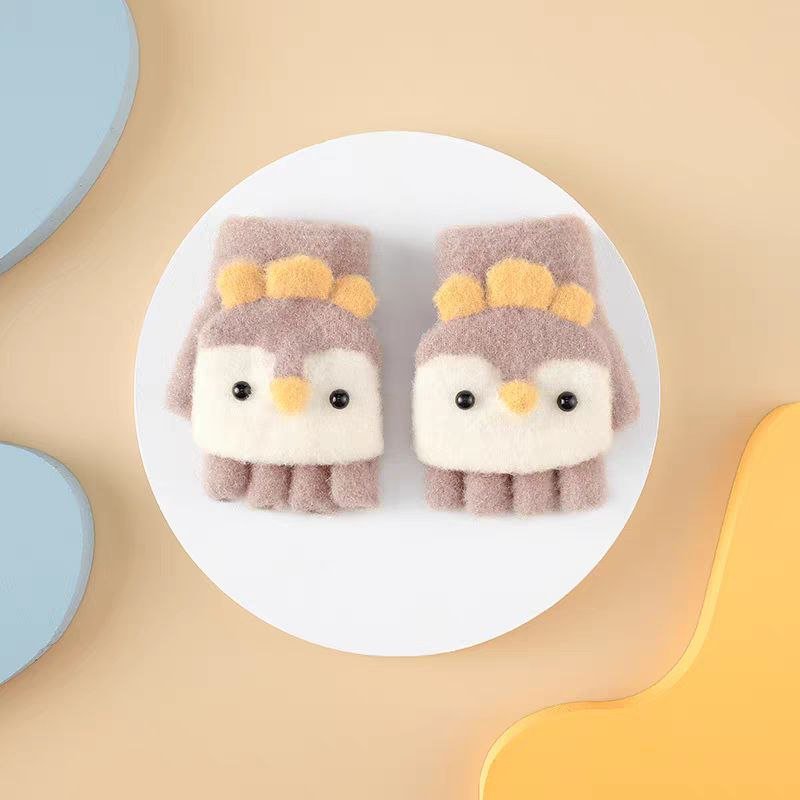 قفازات أطفال شتوية بتصميم بطريق كرتوني - DeerChic