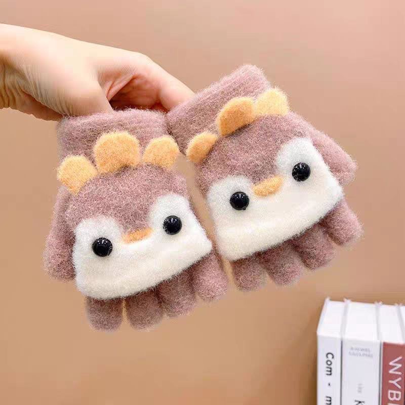 قفازات أطفال شتوية بتصميم بطريق كرتوني - DeerChic