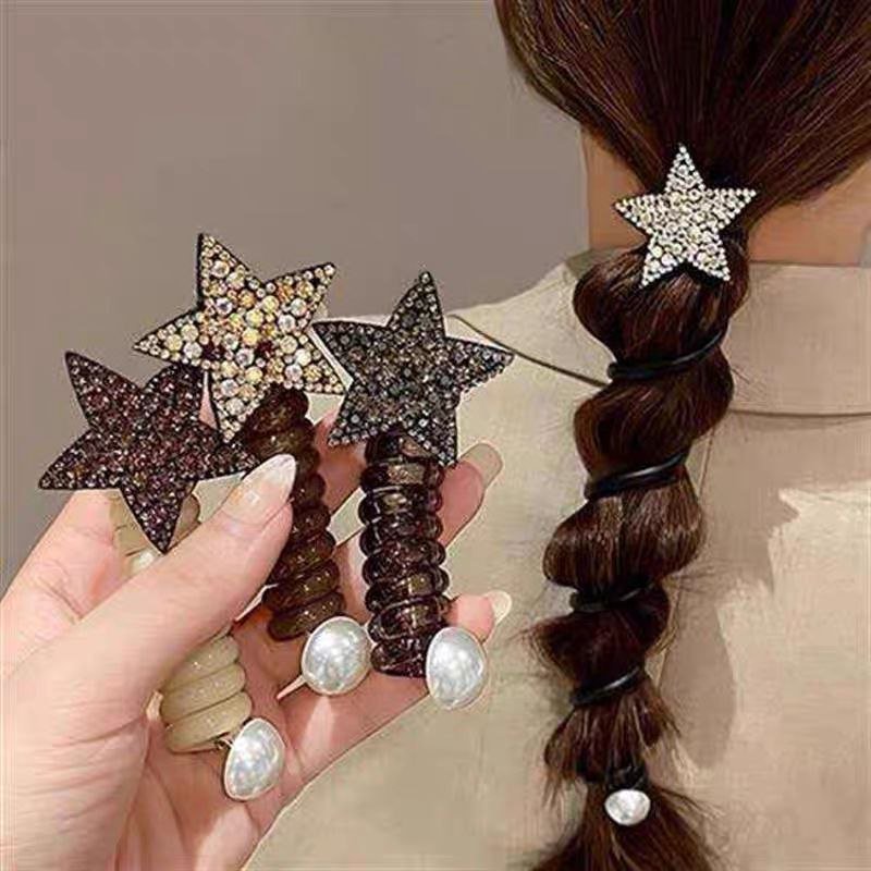 ربطات شعر بنجمة لامعة وتصميم حلزوني للبنات - DeerChic
