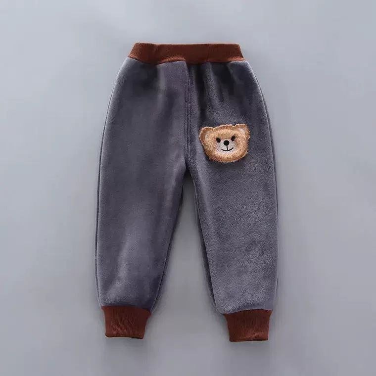 طقم أطفال 3 قطع مطرز بدب كرتوني شتوي دافئ - DeerChic