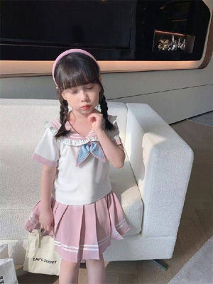 طقم بناتي ناعم ومرتب بلمسة مدرسية لطيفة - DeerChic