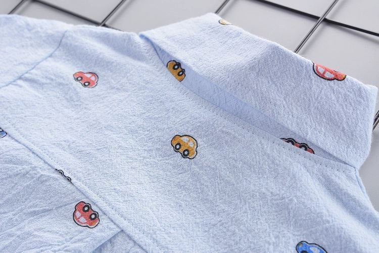 طقم بطبعة سيارات وبنطلون جينز للأولاد - DeerChic