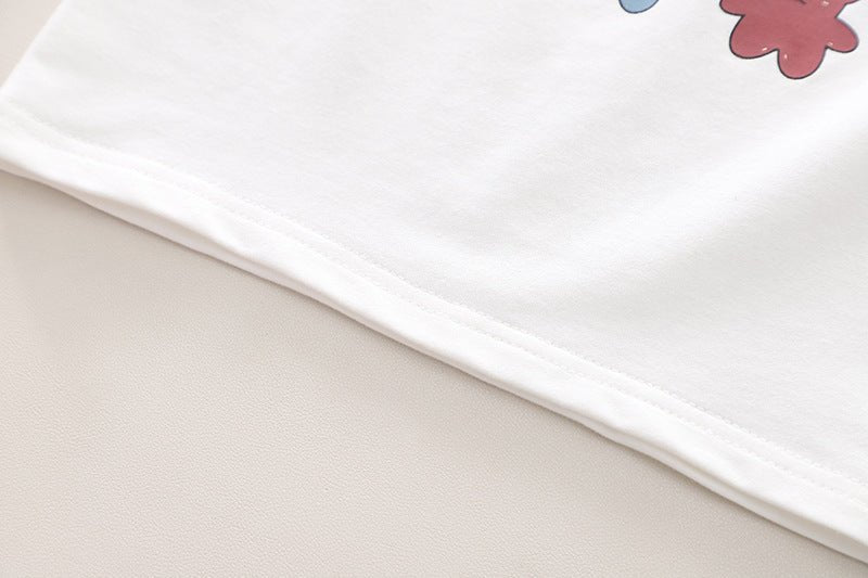 طقم جينز بربطات كت وتيشيرت بطبعات كرتونية - DeerChic