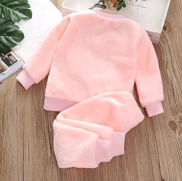 طقم قطعتين بتطريز كرتونى شتوي دافئ - DeerChic