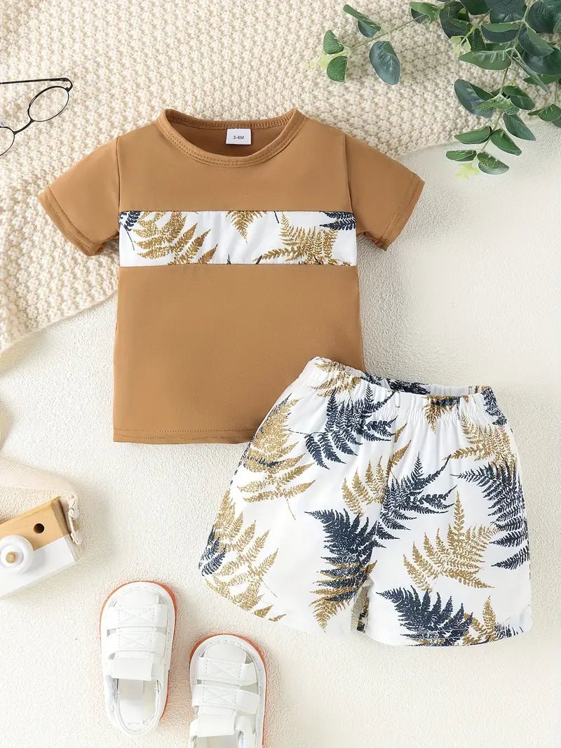 طقم من قطعتين تيشيرت وشورت بتصميم صيفي للأولاد